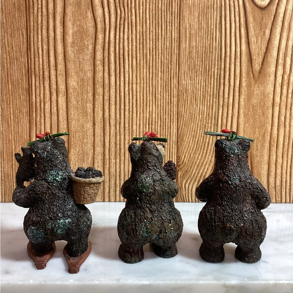 Christmas Brown Bear 3 piece set  Figurine 4”